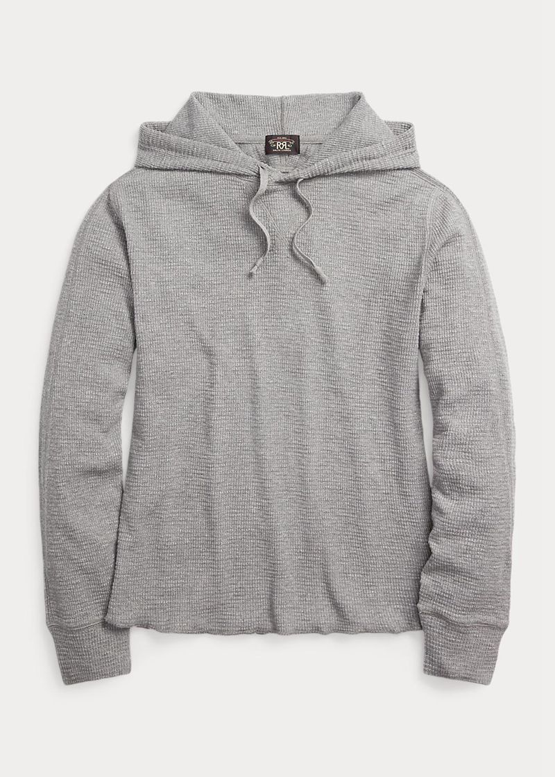 RRL パーカー メンズ グレー Waffle-knit ZIHWR1025